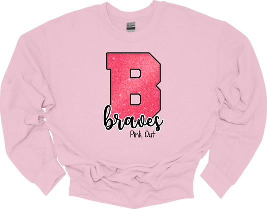 B Braves Pink Out Sweatshirt