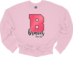 B Braves Pink Out Sweatshirt