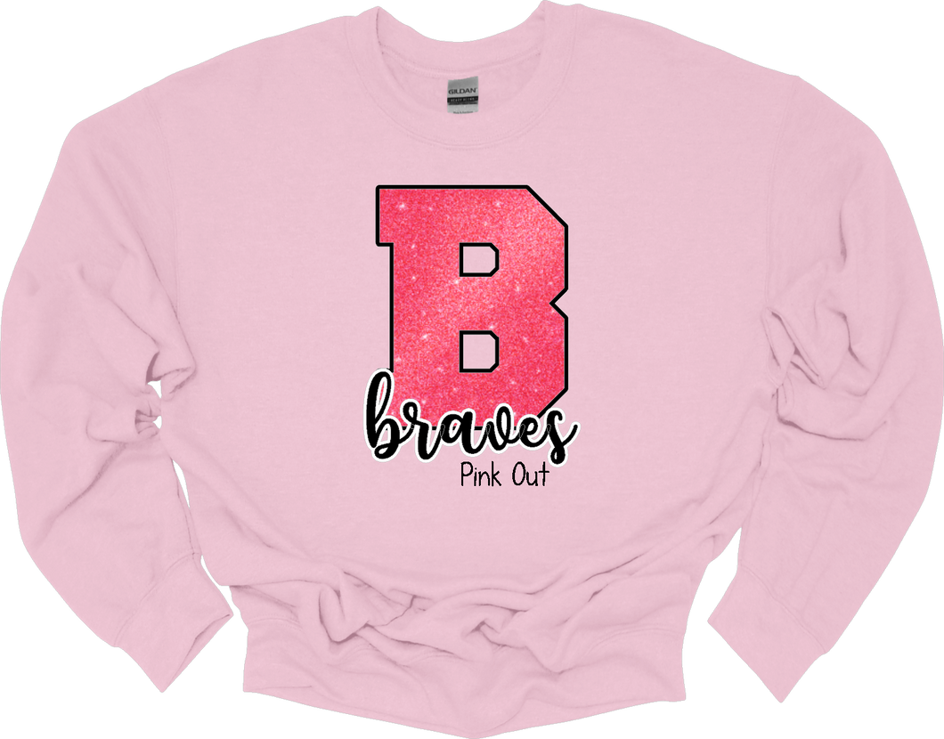 B Braves Pink Out Sweatshirt