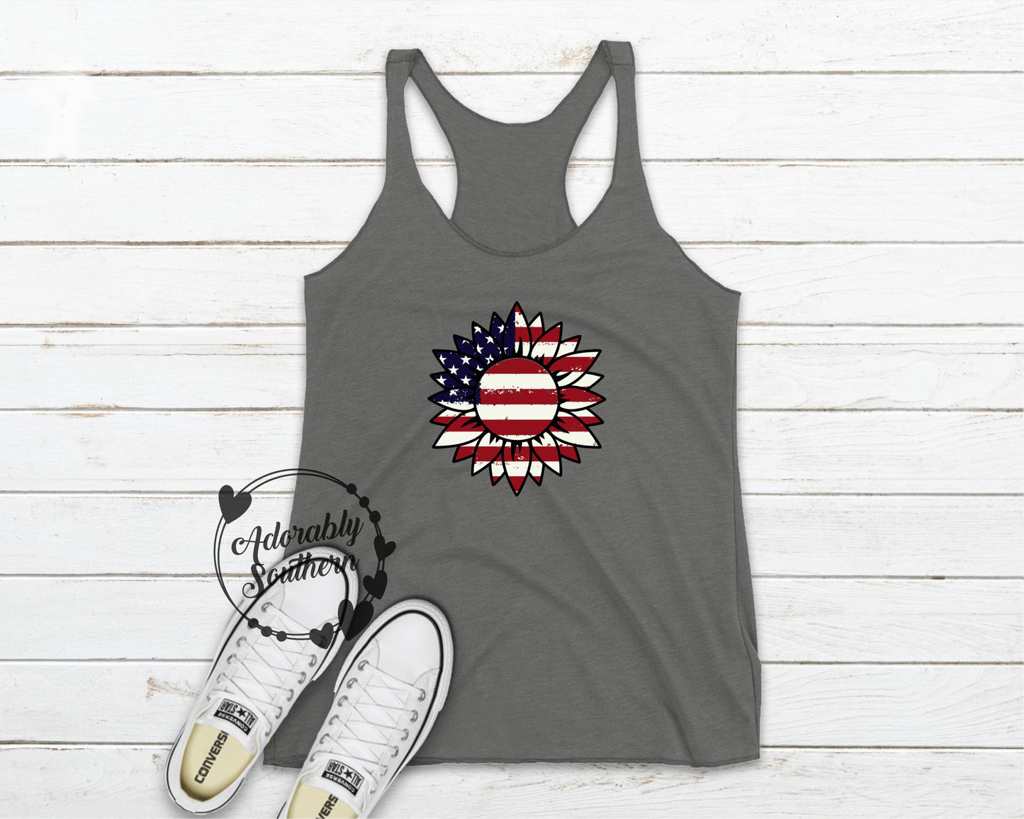 Next Level Premium Heather Tank Top American Sunflower