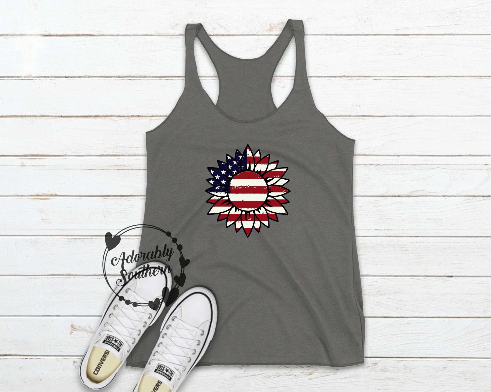 Next Level Premium Heather Tank Top American Sunflower