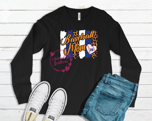 Baseball Mom Brush Strokes Long Sleeve