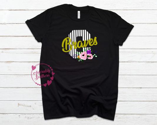 Bella+Canvas Black C Braves Flowers