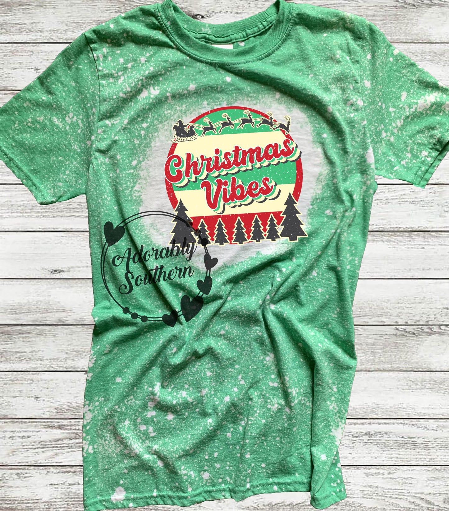 Christmas Vibes Bleached T-Shirt