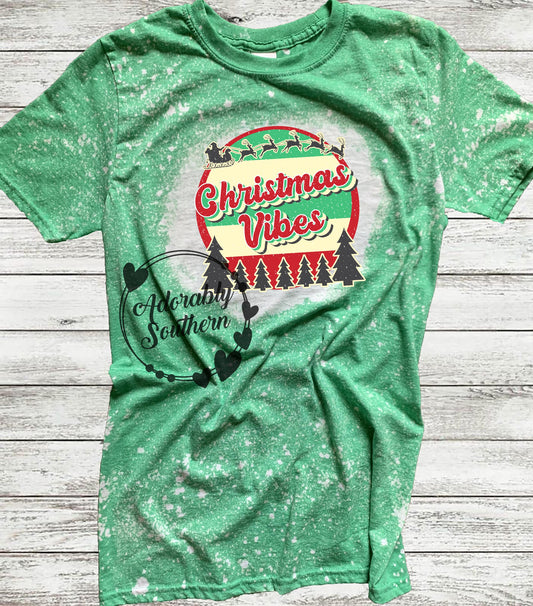 Christmas Vibes Bleached T-Shirt