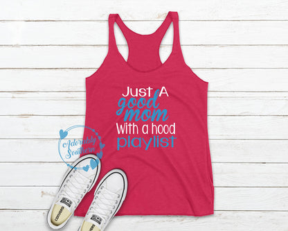 Next Level Tank Shocking Pink Good Mom Hood Playlist