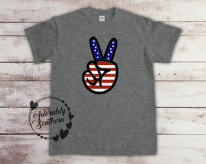 Peace and America Gildan Graphite Heather