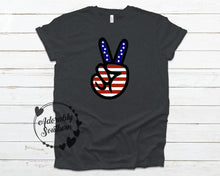 Load image into Gallery viewer, Peace and America Bella+Canvas Deep Grey Heather
