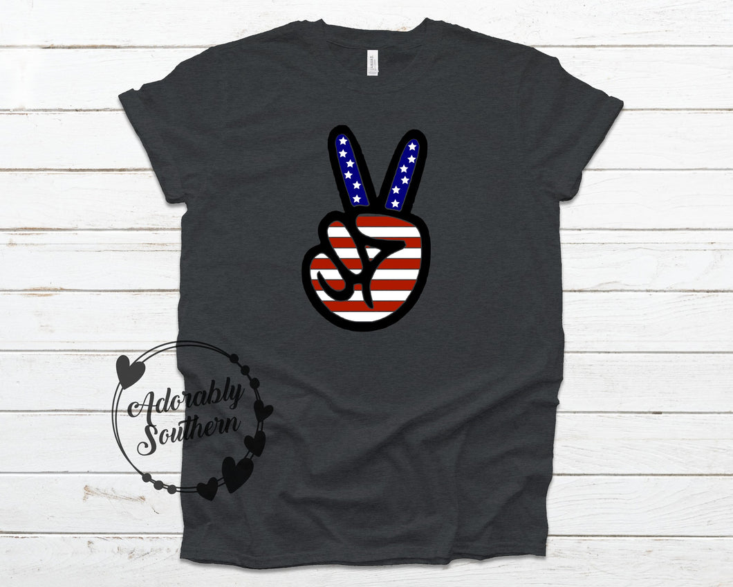 Peace and America Bella+Canvas Deep Grey Heather